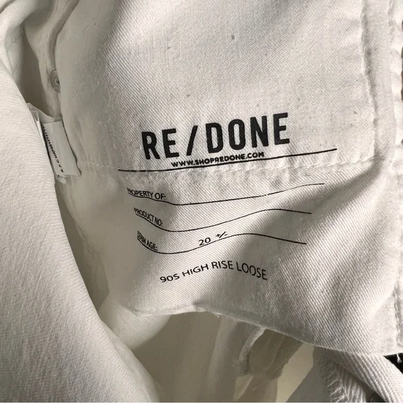 Re/Done 90’s High Rise Loose in White With Rips